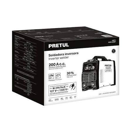 Soldadora Inversora PRETUL 200A 127V CA/50A CODIGO 29072 CLAVE SOIN-520BP