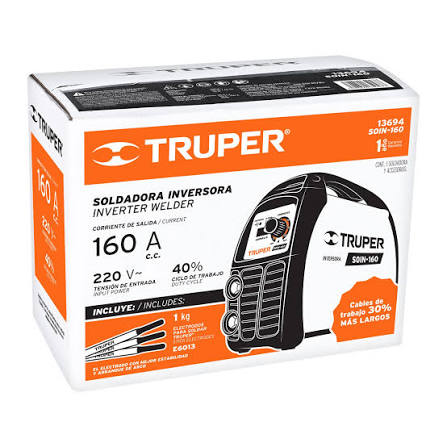 Soldadora Inversora de 160 A y 220 V de la línea Truper Expert (Clave: SOIN-160).
Código 13694