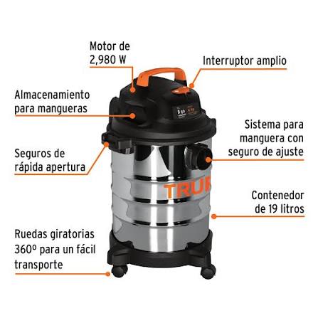 Aspiradora de sólidos y líquidos TRUPER COD 101523 de 5 galones CLAVE ASP-5X