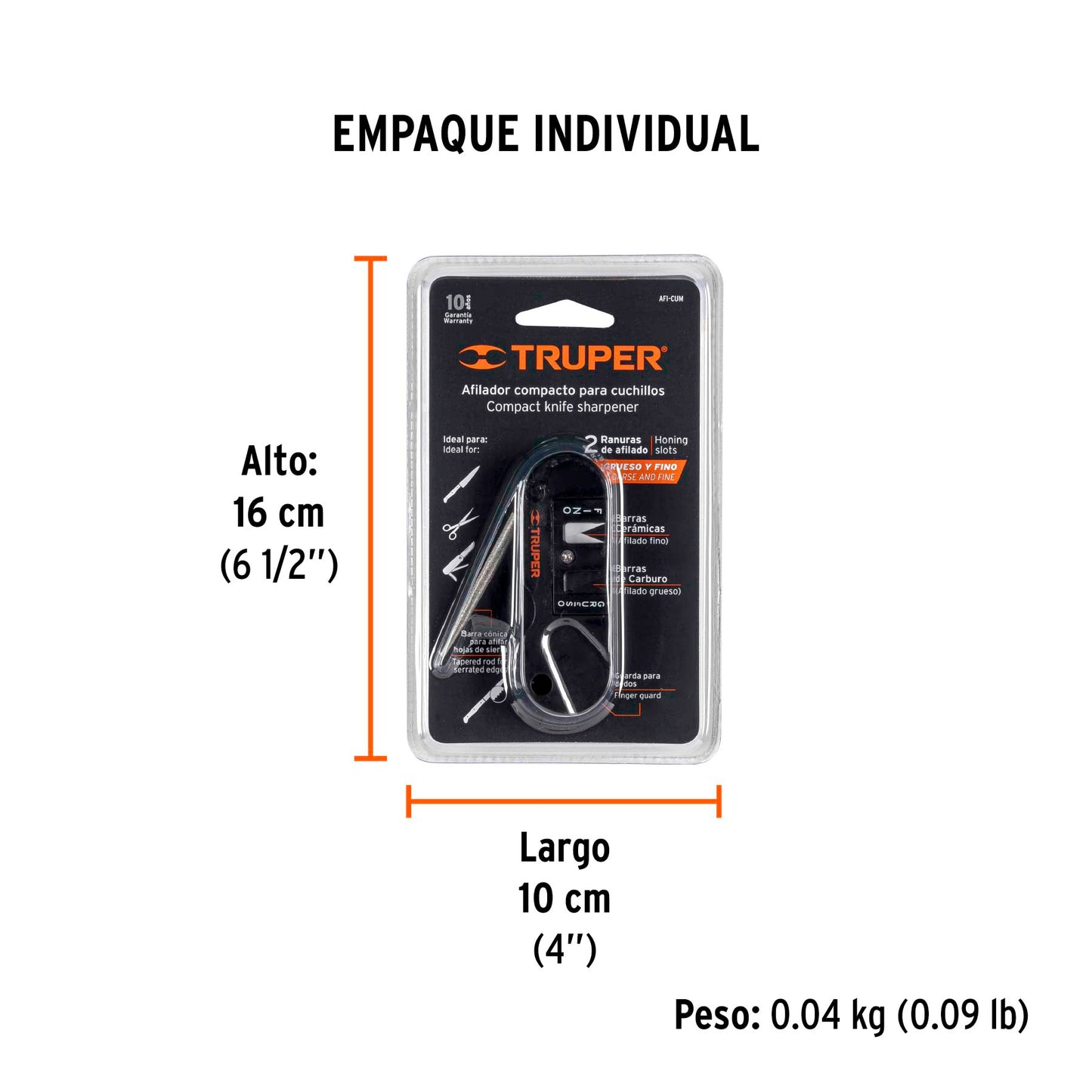 Afilador de cuchillos de bolsillo,TRUPER COD 14016 Clave AFI-CUM.