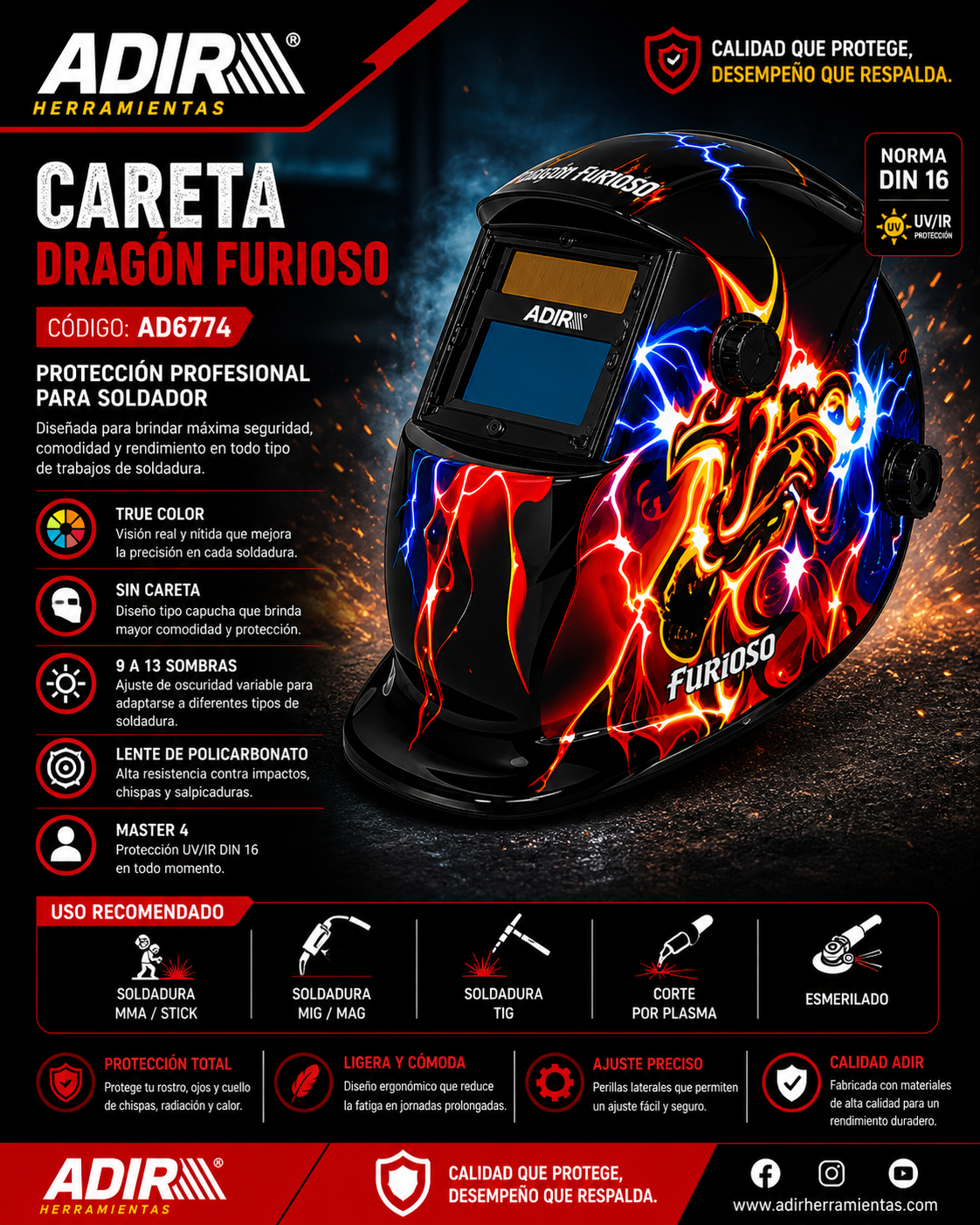 Careta Electrónica ADIR Sku 6774