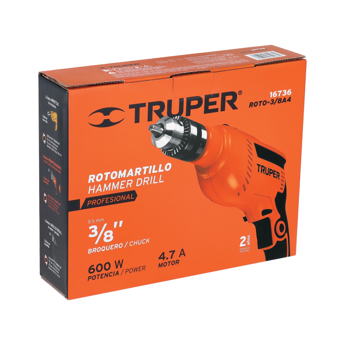 Rotomartillo Truper cod 16736 3/8", 600W, TRUPER PRO