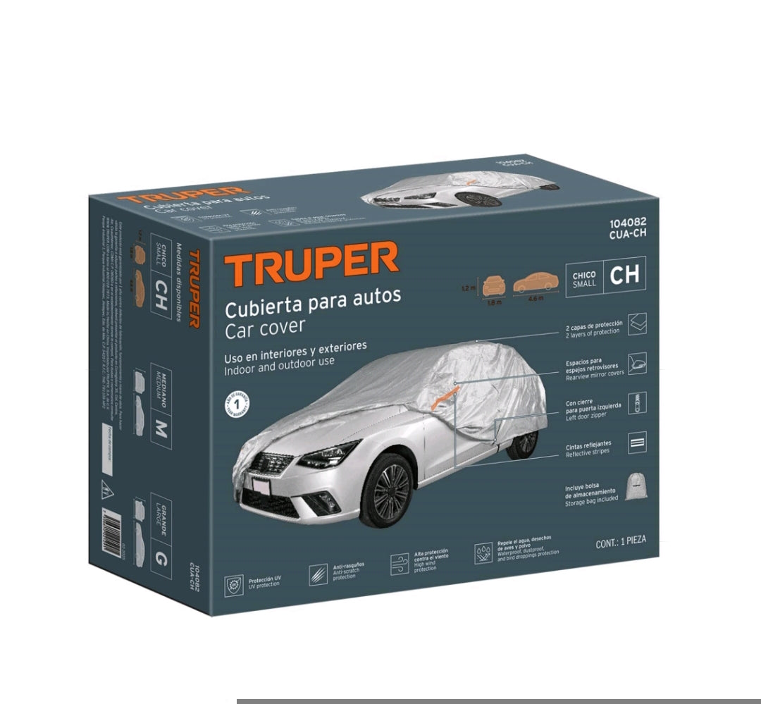 cubierta para autos chicos TRUPER Codigo 104082 (tamaño compacto). Clave CUA-CH