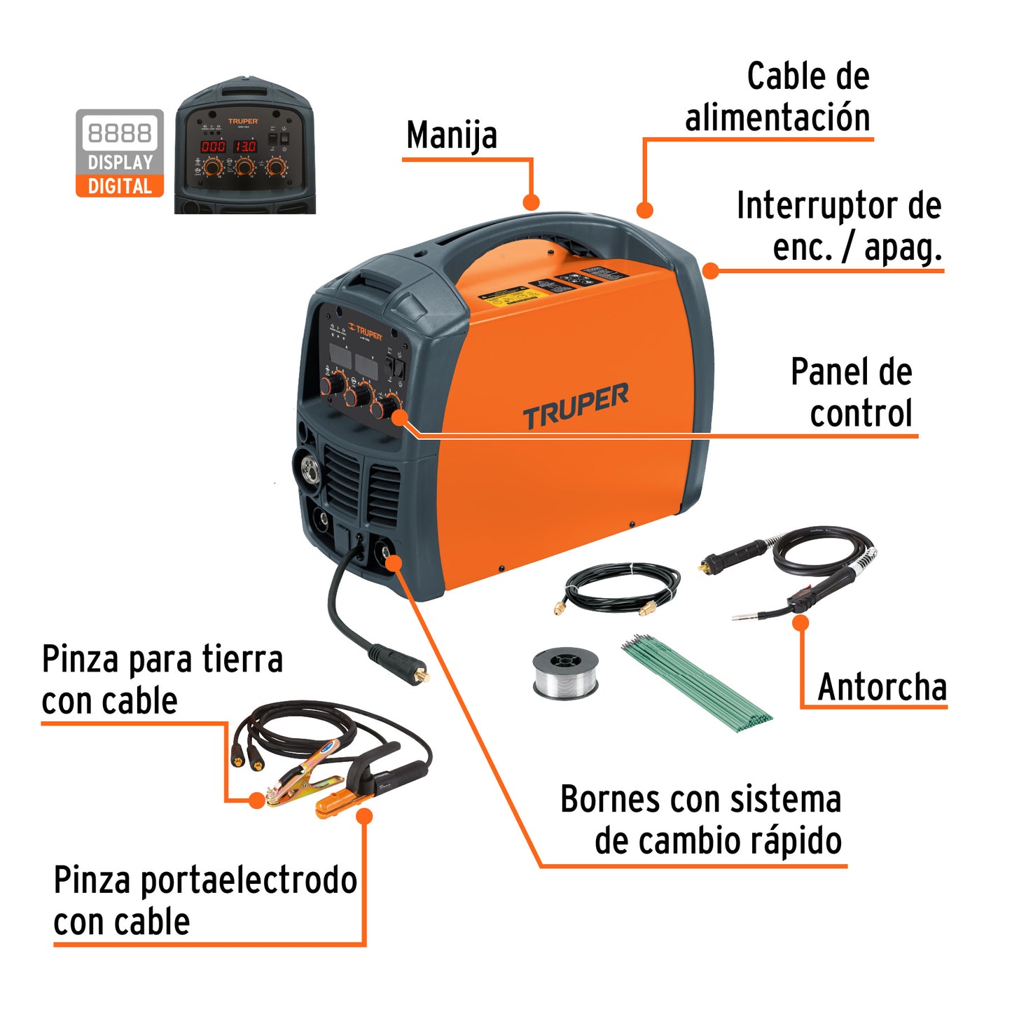 Inversora y Soldadura TRUPER 130 A 127 V COD 13191 CLAVE SOMI-130X