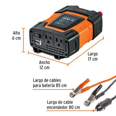 Inversor de corriente TRUPER COD 10449 de 400 W (Clave: INCO-400).