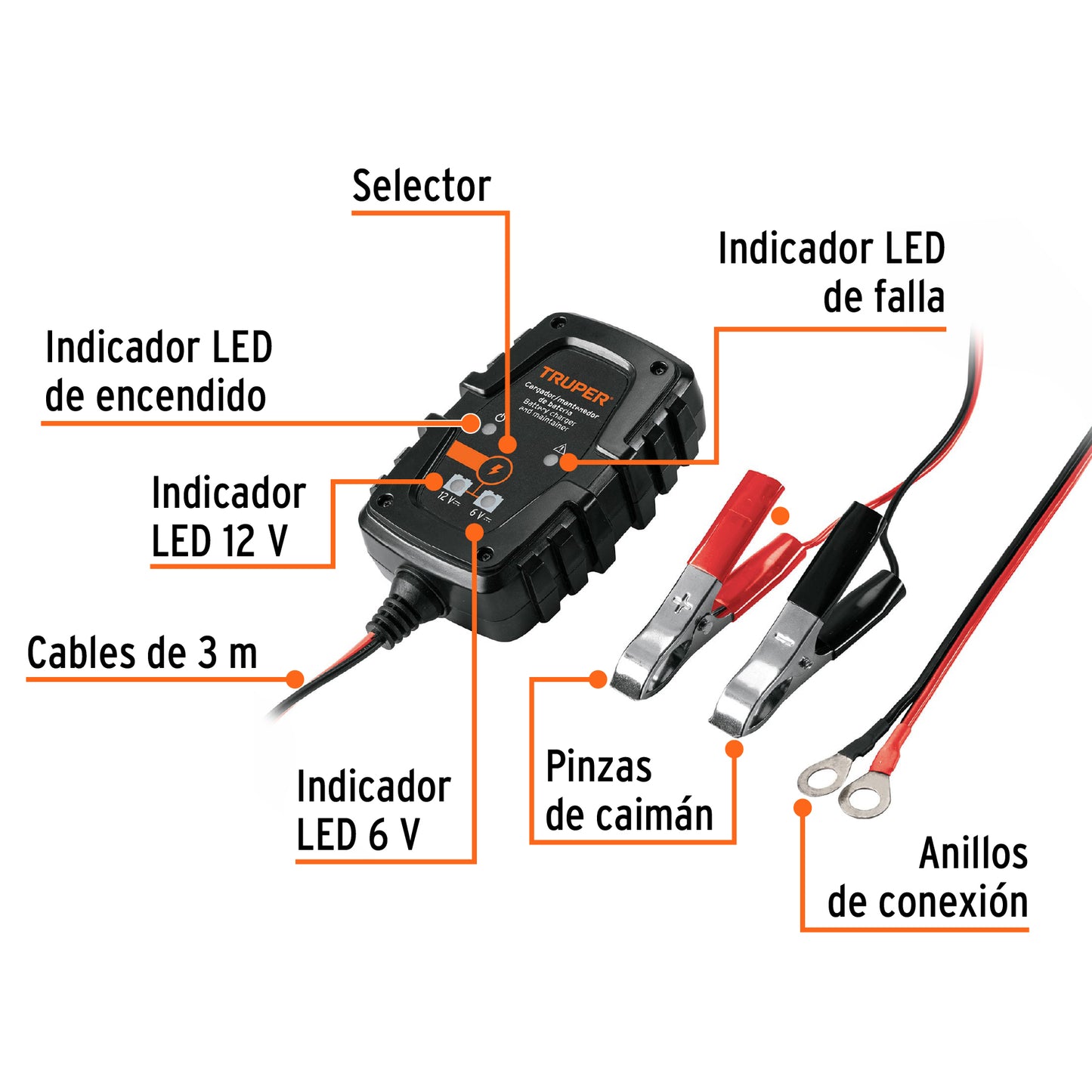 Cargador de Baterias Truper código 101610  clave  CARBA-1.