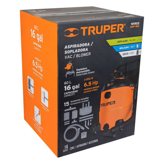 Aspiradora Truper COD 101522.    para sólidos y líquidos de la marca Truper, Clave ASP-16S