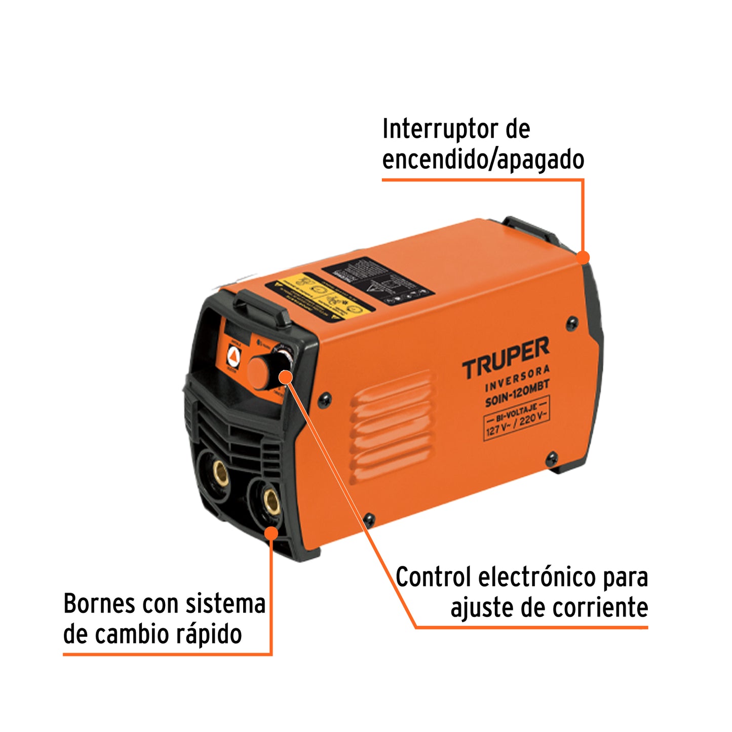 Soldadora Inversora de 100 A, 127 V. Truper Codigo 103702 Clave SOIN-100T