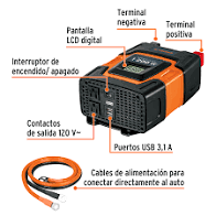 Inversora de corriente TRUPER con puerto USB 1200 W Clave INCO-1000