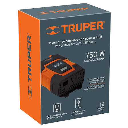 Inversora de corriente TRUPER COD 10490 con puerto USB Clave INCO-750