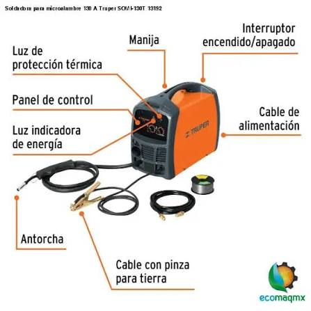 Soldadora Inversora TRUPER 130A 127V CA  COD 13192 CLAVE SOMI-130T