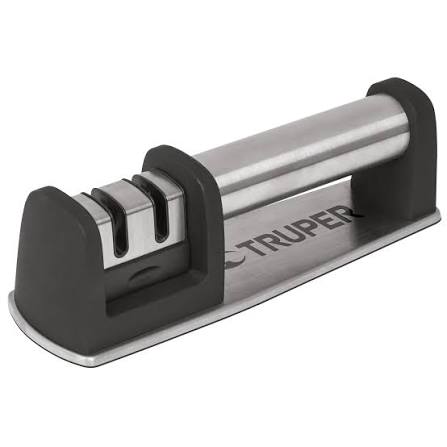 Afilador de cuchillos TRUPER. Codigo 15147 con cuerpo de acero inoxidable.                                 CLAVE  AFI-CUX.