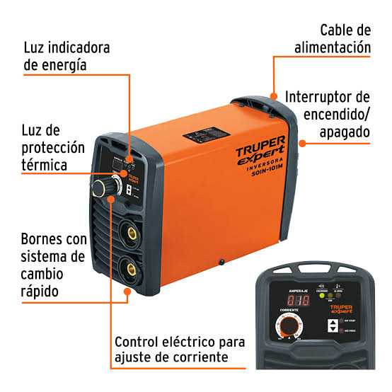 MINI Soldadora e Inversora Truper cod 100900 100 A, 127 V                         Clave SOIN-101M