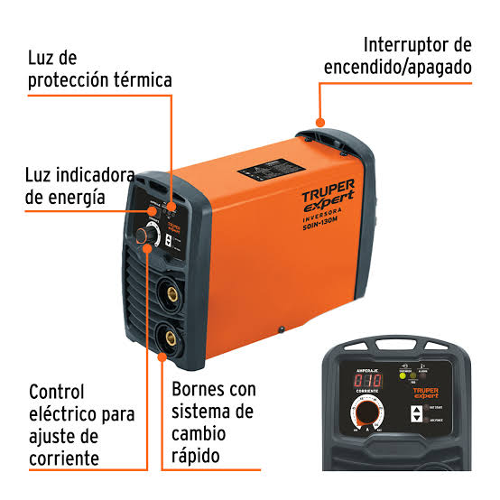 Mini Soldadora Inversora Truper 130 A                                                 Código 102322                              clave SOIN-130M)